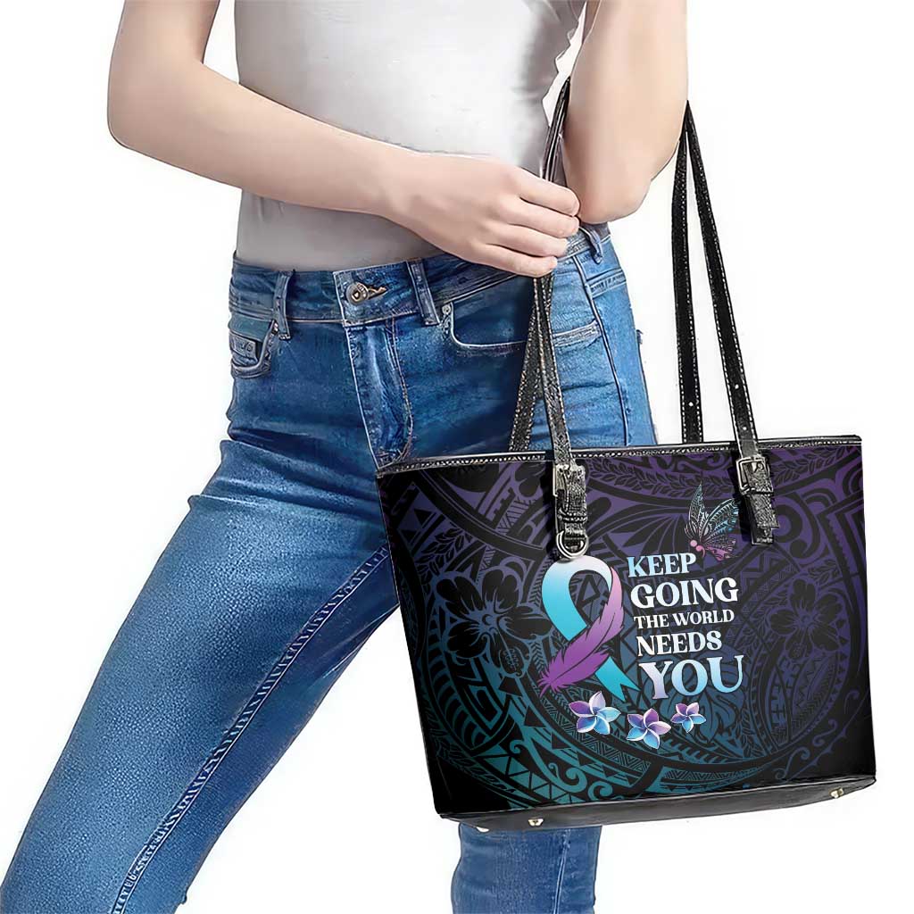Polynesia Suicide Prevention Awareness Leather Tote Bag Keep Going The World Needs You