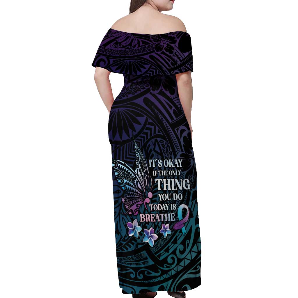 Polynesia Suicide Prevention Awareness Off Shoulder Maxi Dress Keep Going The World Needs You
