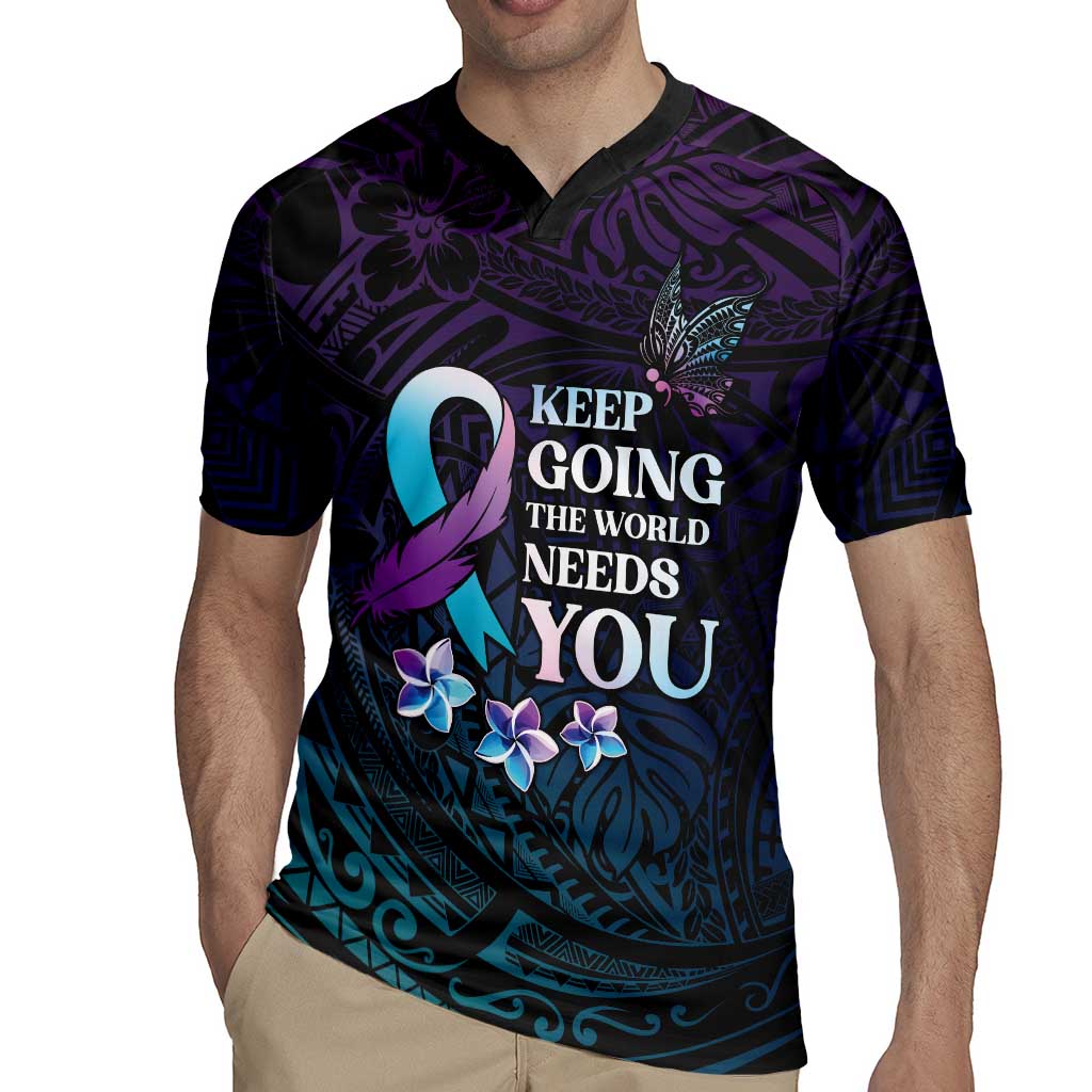 Polynesia Suicide Prevention Awareness Rugby Jersey Keep Going The World Needs You