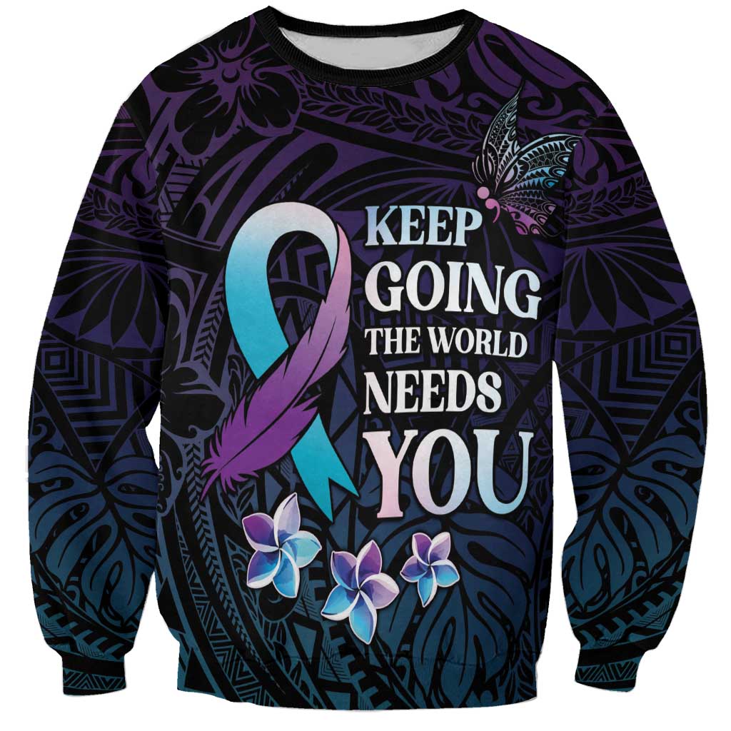 Polynesia Suicide Prevention Awareness Sweatshirt Keep Going The World Needs You
