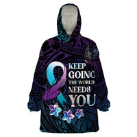 Polynesia Suicide Prevention Awareness Wearable Blanket Hoodie Keep Going The World Needs You
