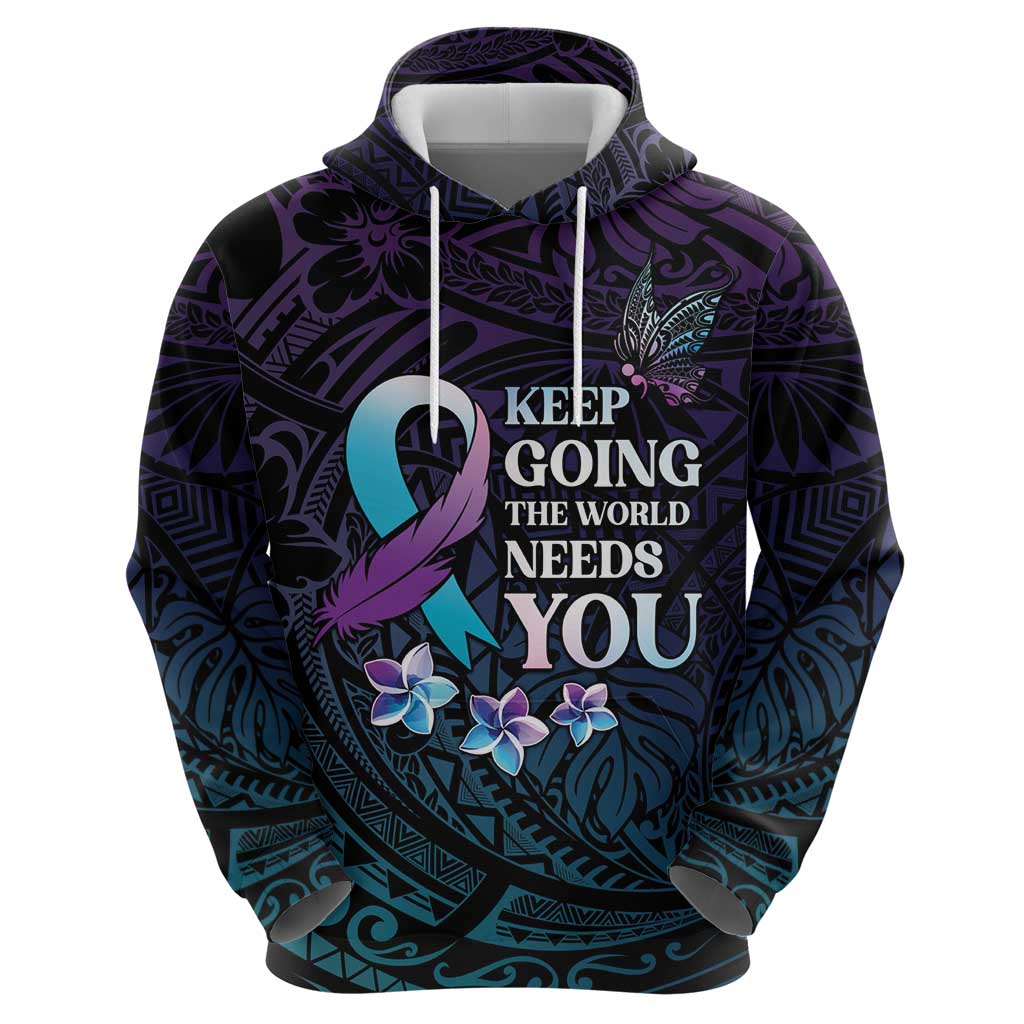 Polynesia Suicide Prevention Awareness Zip Hoodie Keep Going The World Needs You