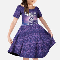 Aloha Hawaii Kauai Island Kid Short Sleeve Dress Hula Till You Drop LT05 KID Purple - Polynesian Pride
