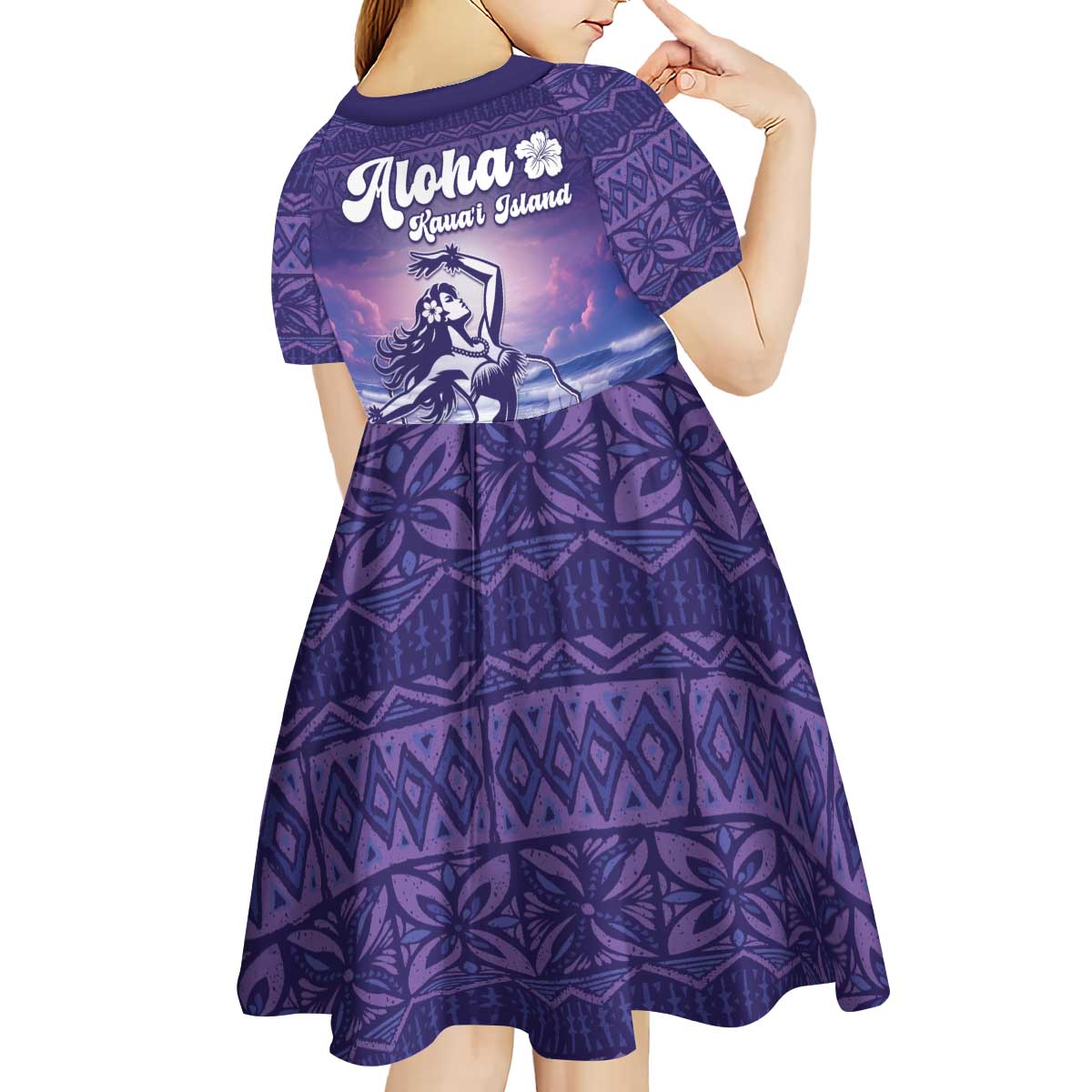 Aloha Hawaii Kauai Island Kid Short Sleeve Dress Hula Till You Drop LT05 - Polynesian Pride