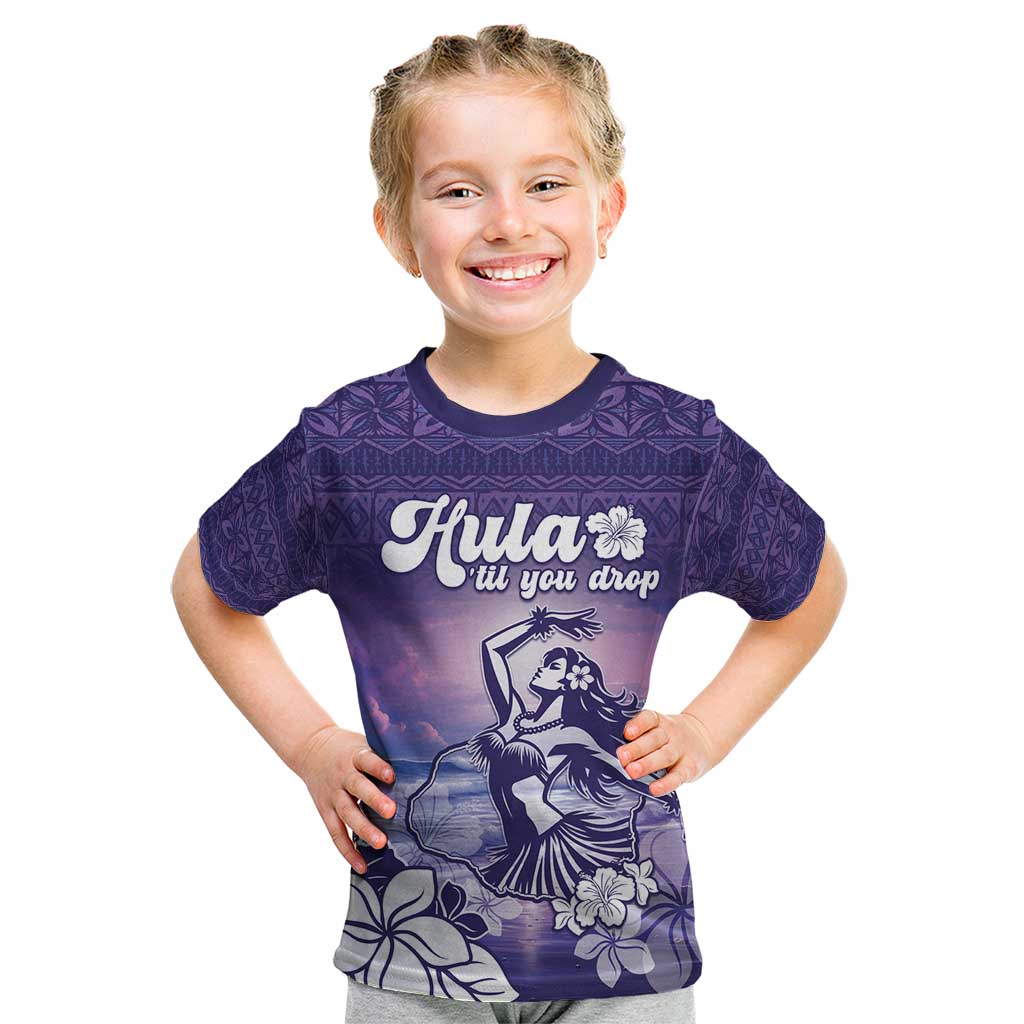 Aloha Hawaii Kauai Island Kid T Shirt Hula Till You Drop LT05 Purple - Polynesian Pride