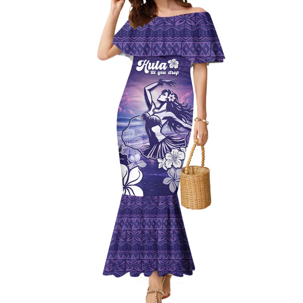 Aloha Hawaii Kauai Island Mermaid Dress Hula Till You Drop LT05 Women Purple - Polynesian Pride