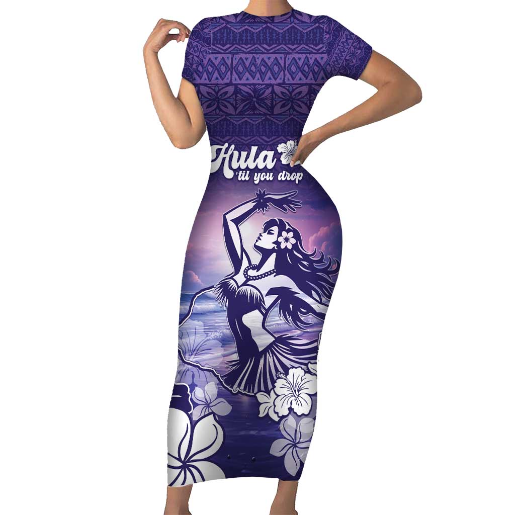 Aloha Hawaii Kauai Island Short Sleeve Bodycon Dress Hula Till You Drop