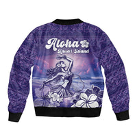 Aloha Hawaii Kauai Island Sleeve Zip Bomber Jacket Hula Till You Drop