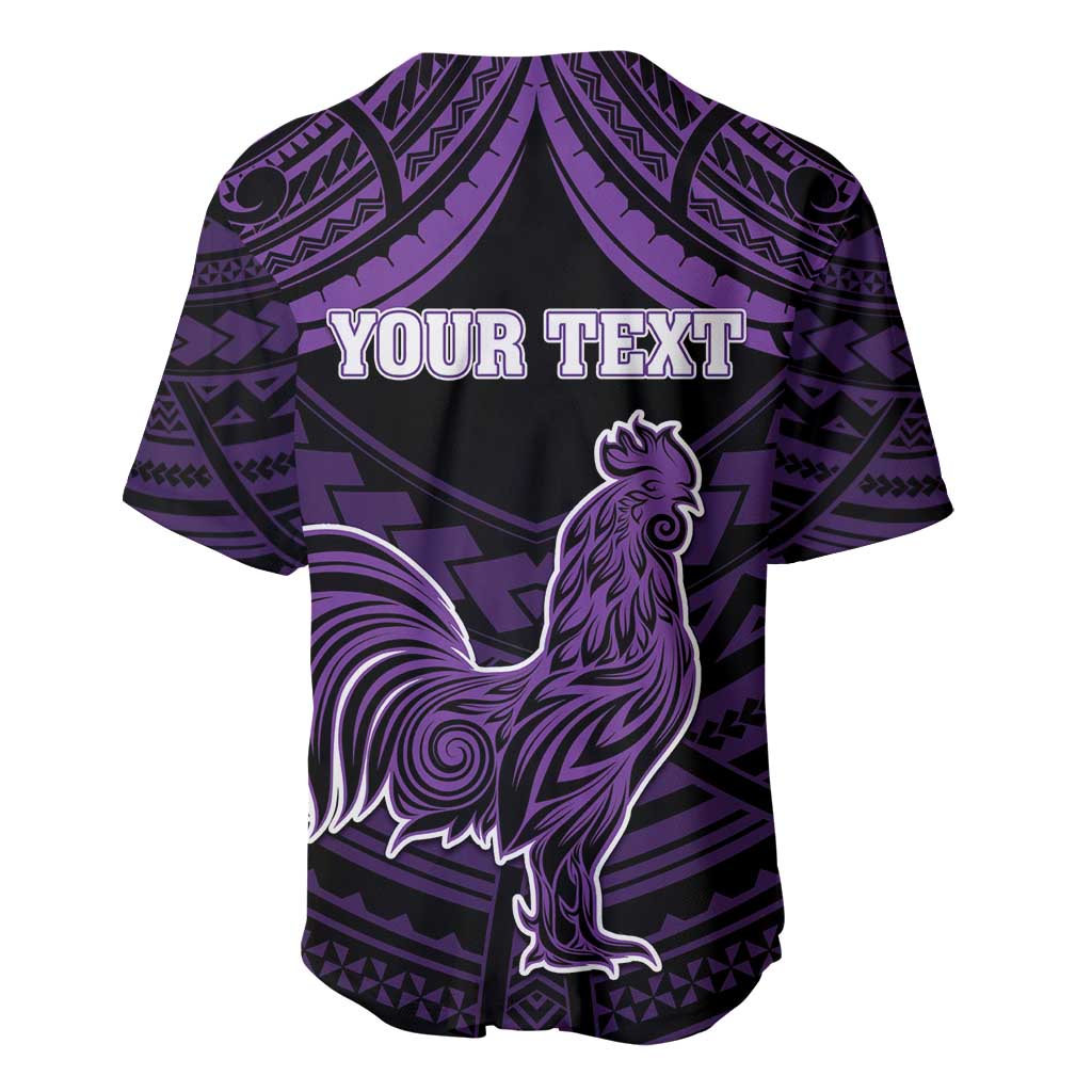 Personalised Hawaii Kauai Island Baseball Jersey Rooster Tribal Tattoo Simple Style LT05 - Polynesian Pride