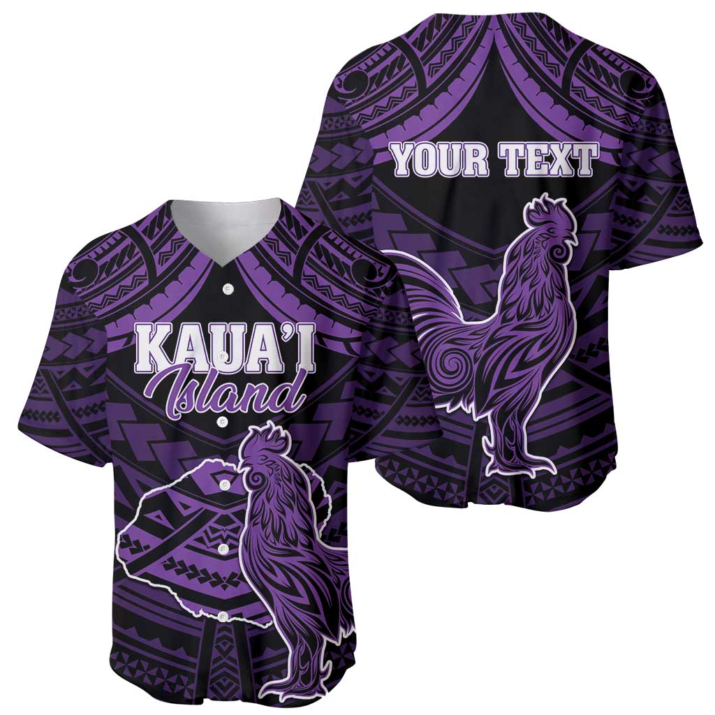 Personalised Hawaii Kauai Island Baseball Jersey Rooster Tribal Tattoo Simple Style LT05 - Polynesian Pride
