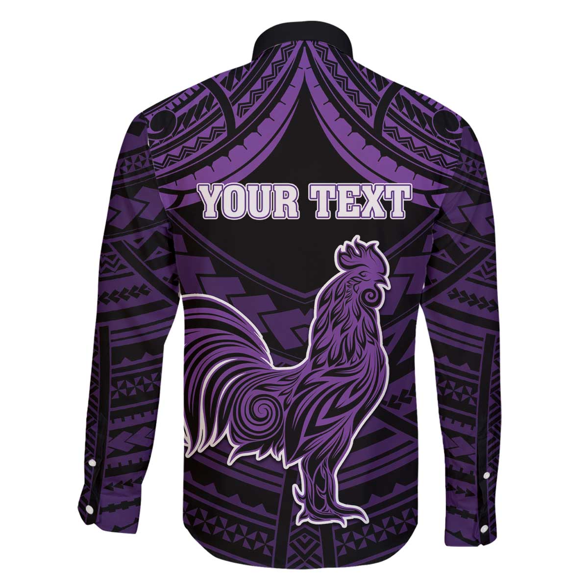 Personalised Hawaii Kauai Island Family Matching Off The Shoulder Long Sleeve Dress and Hawaiian Shirt Rooster Tribal Tattoo Simple Style