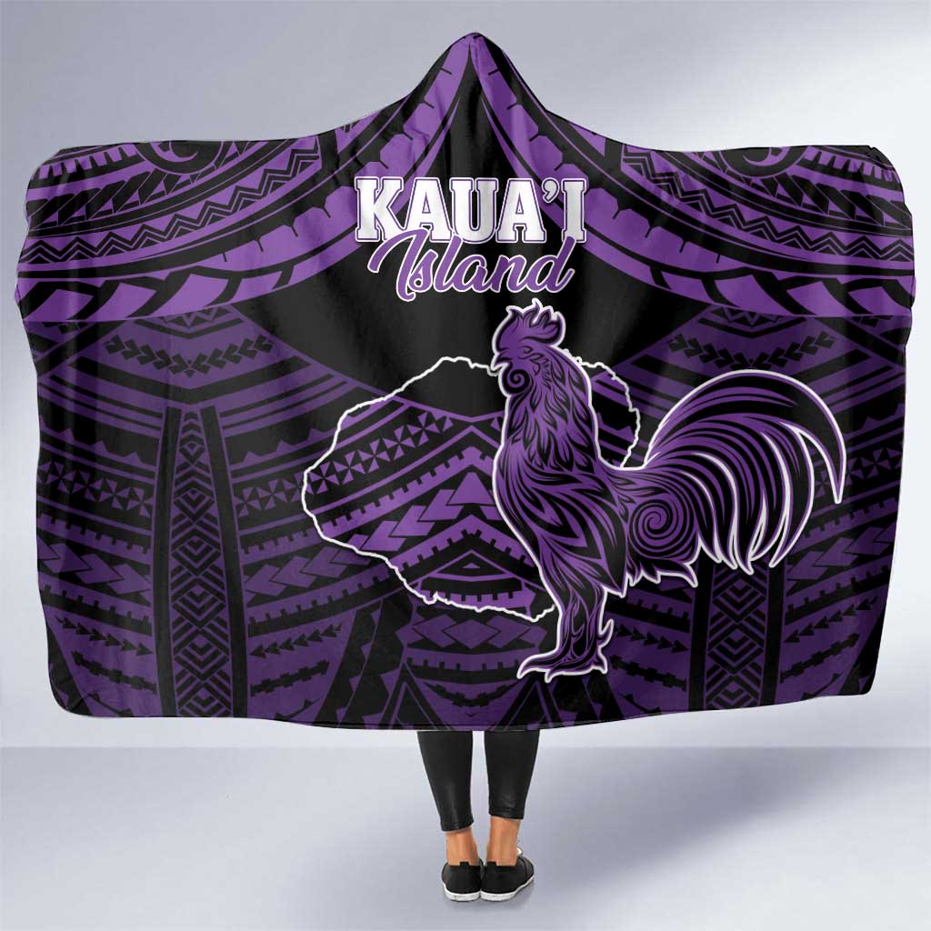 Hawaii Kauai Island Hooded Blanket Rooster Tribal Tattoo Simple Style