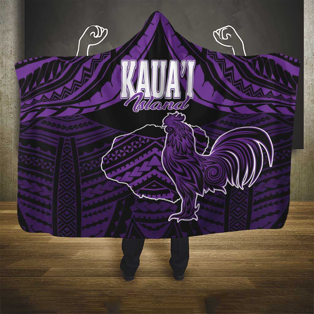 Hawaii Kauai Island Hooded Blanket Rooster Tribal Tattoo Simple Style