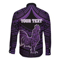Personalised Hawaii Kauai Island Long Sleeve Button Shirt Rooster Tribal Tattoo Simple Style