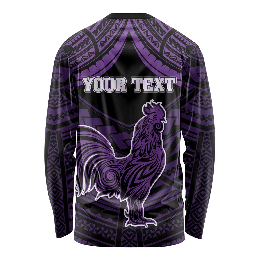 Personalised Hawaii Kauai Island Long Sleeve Shirt Rooster Tribal Tattoo Simple Style