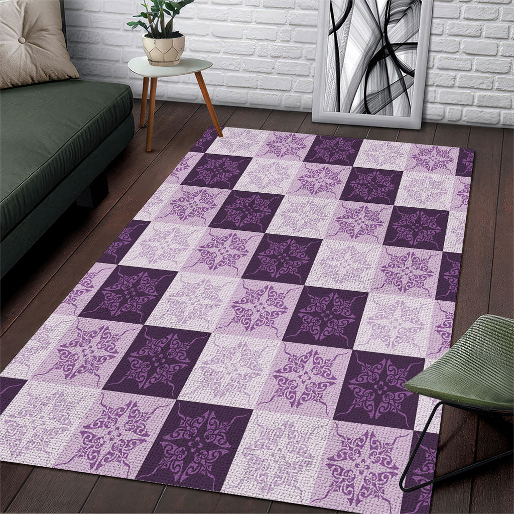 Lavender Manta Ray Hawaiian Quilt Motif Area Rug LT05 Purple - Polynesian Pride