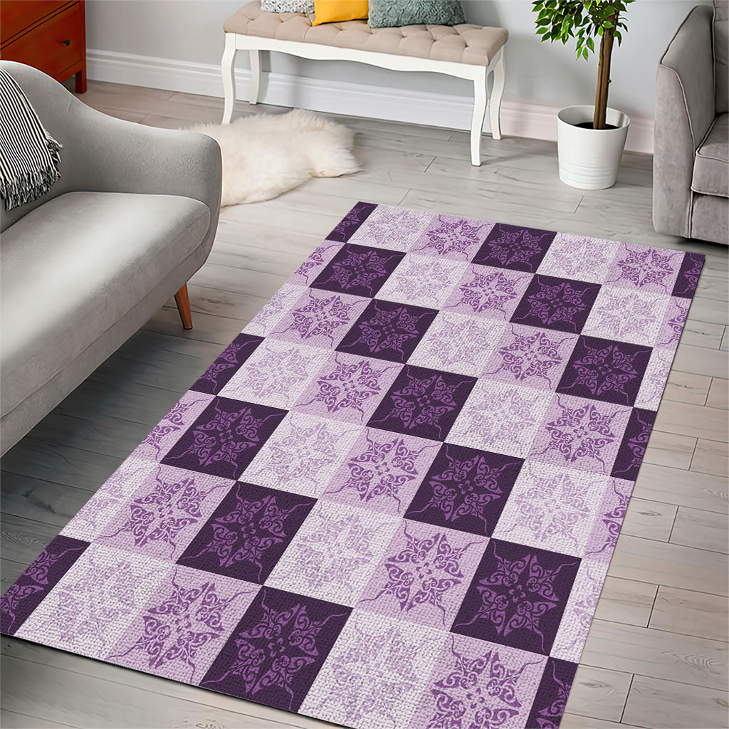 Lavender Manta Ray Hawaiian Quilt Motif Area Rug