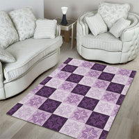 Lavender Manta Ray Hawaiian Quilt Motif Area Rug