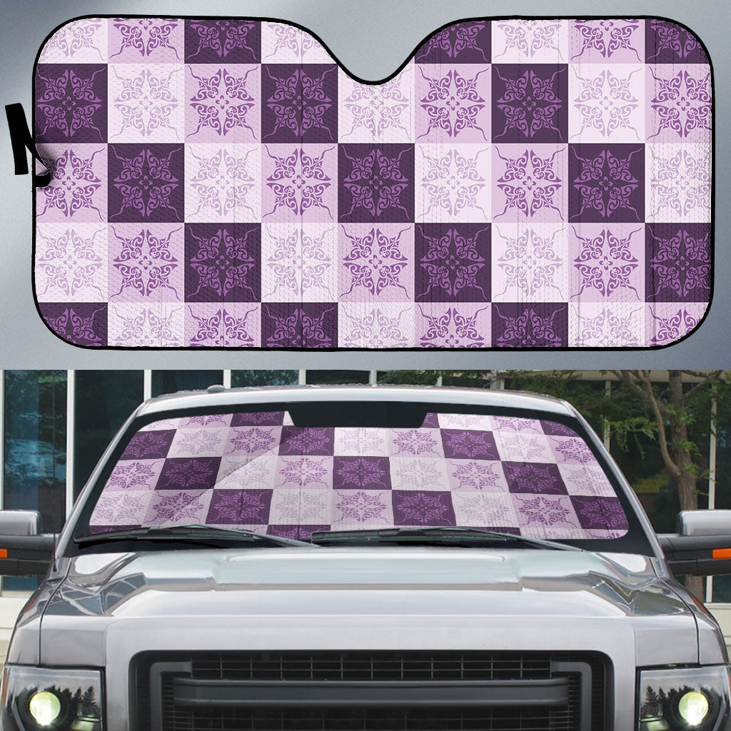 Lavender Manta Ray Hawaiian Quilt Motif Auto Sun Shade