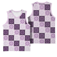 Lavender Manta Ray Hawaiian Quilt Motif Basketball Jersey