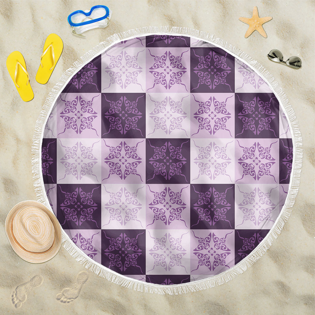 Lavender Manta Ray Hawaiian Quilt Motif Beach Blanket
