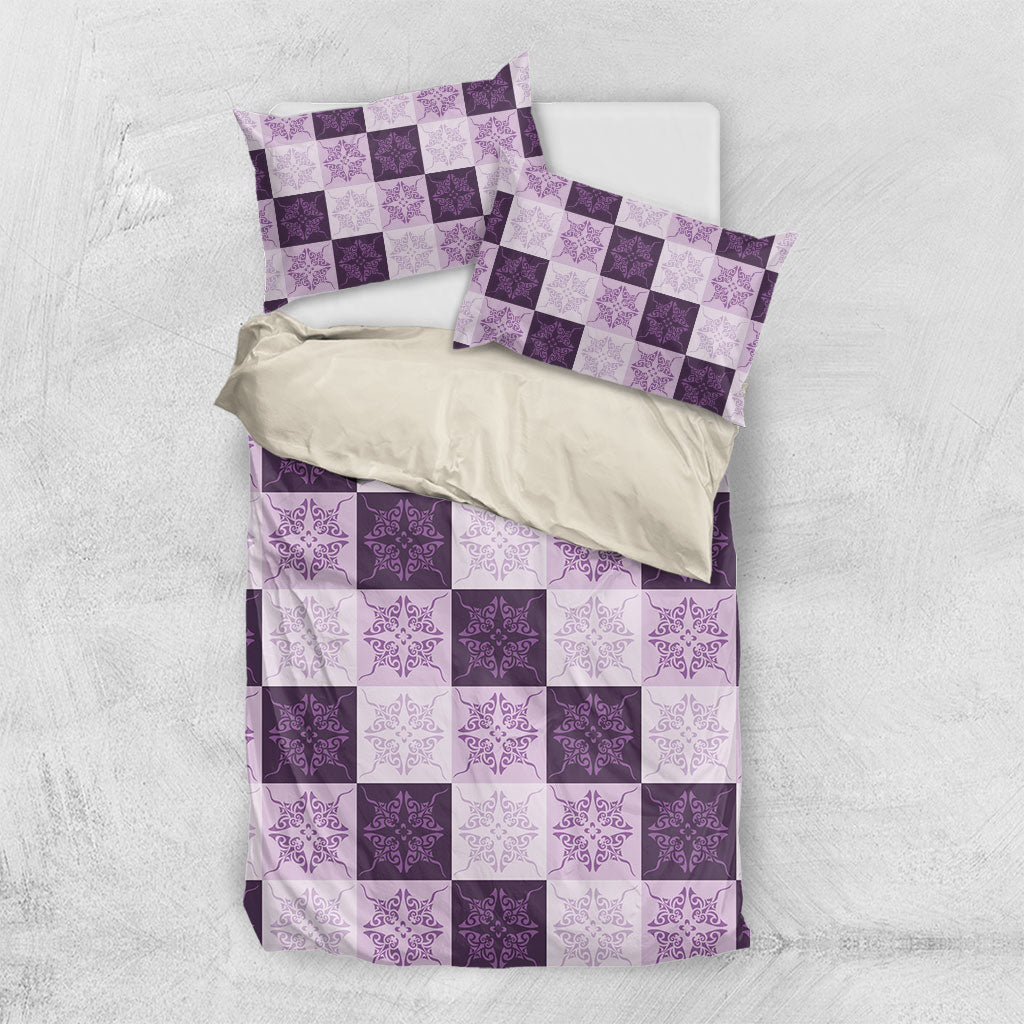 Lavender Manta Ray Hawaiian Quilt Motif Bedding Set