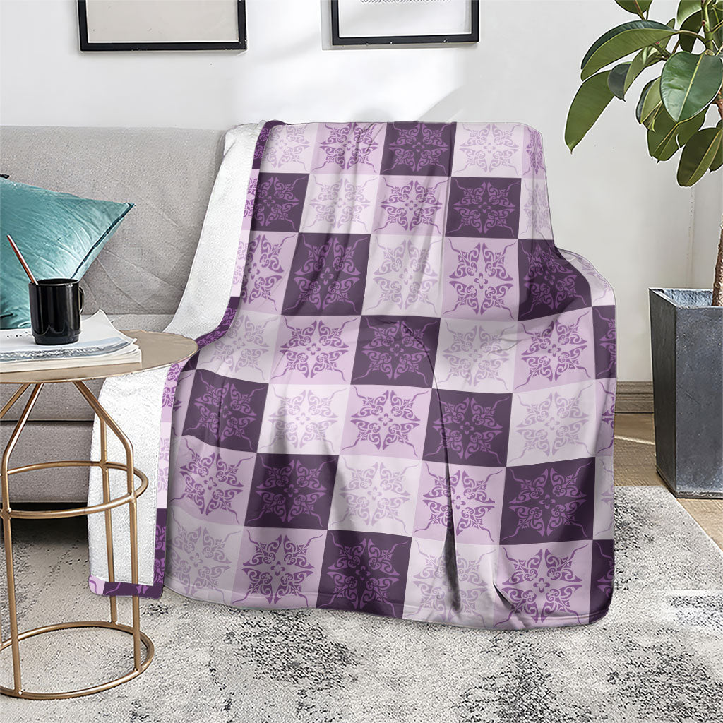 Lavender Manta Ray Hawaiian Quilt Motif Blanket