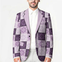 Lavender Manta Ray Hawaiian Quilt Motif Blazer