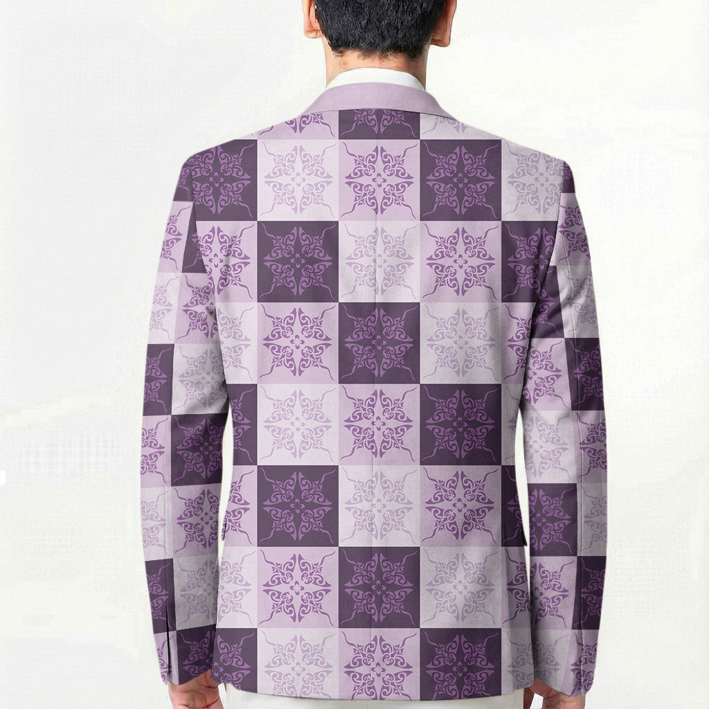Lavender Manta Ray Hawaiian Quilt Motif Blazer