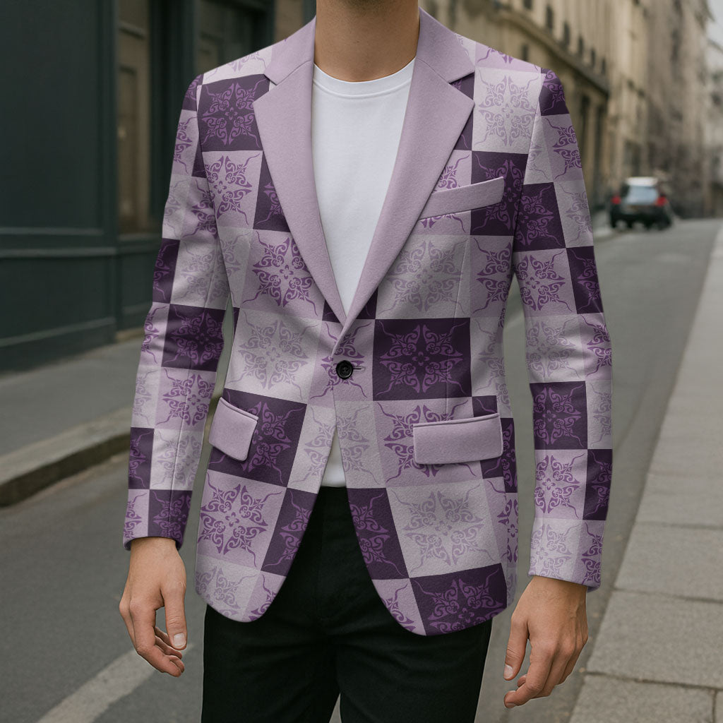 Lavender Manta Ray Hawaiian Quilt Motif Blazer