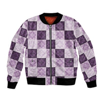 Lavender Manta Ray Hawaiian Quilt Motif Bomber Jacket