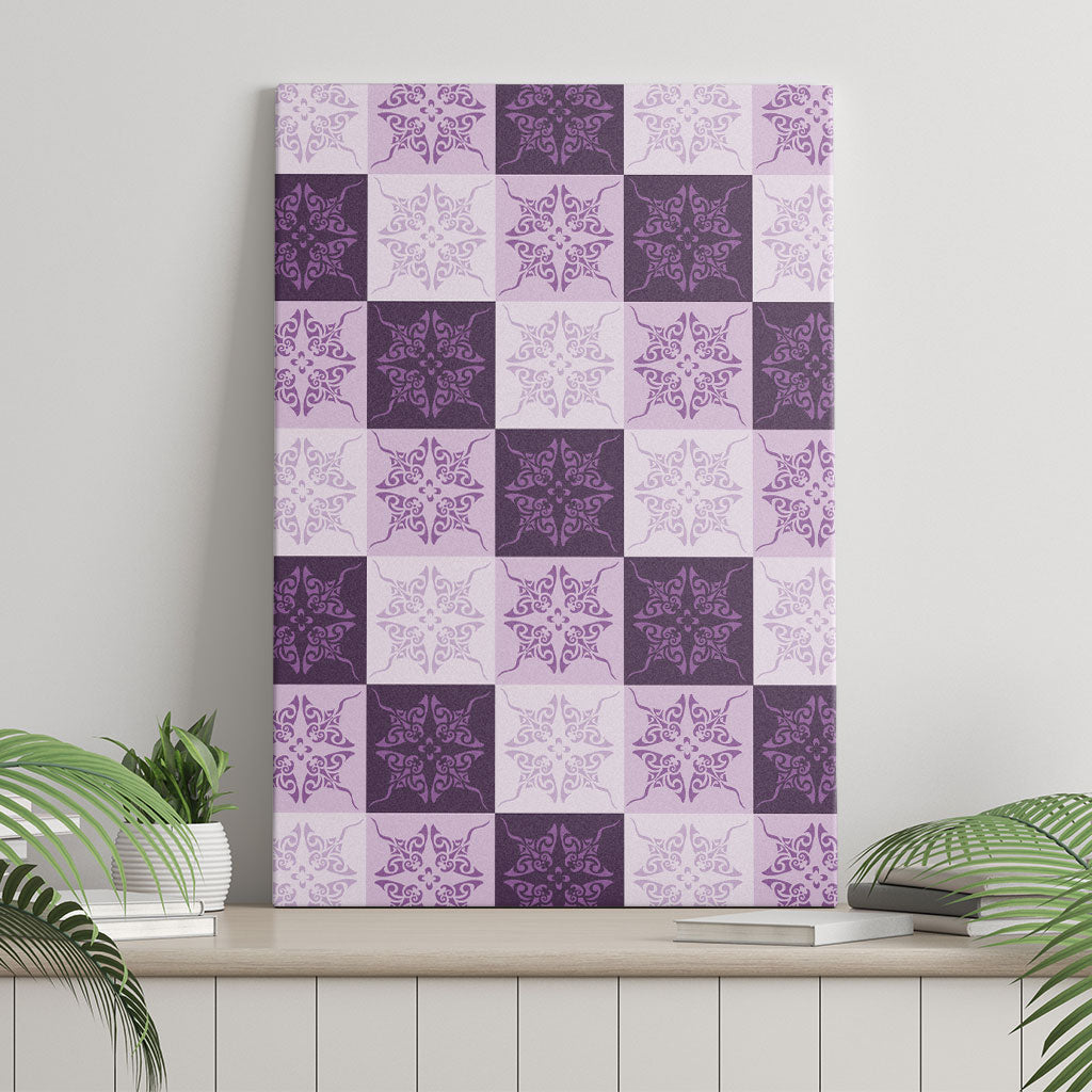Lavender Manta Ray Hawaiian Quilt Motif Canvas Wall Art