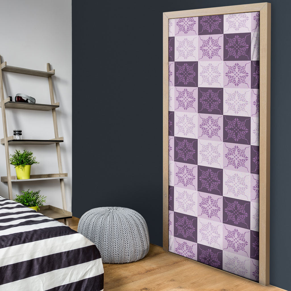 Lavender Manta Ray Hawaiian Quilt Motif Door Cover