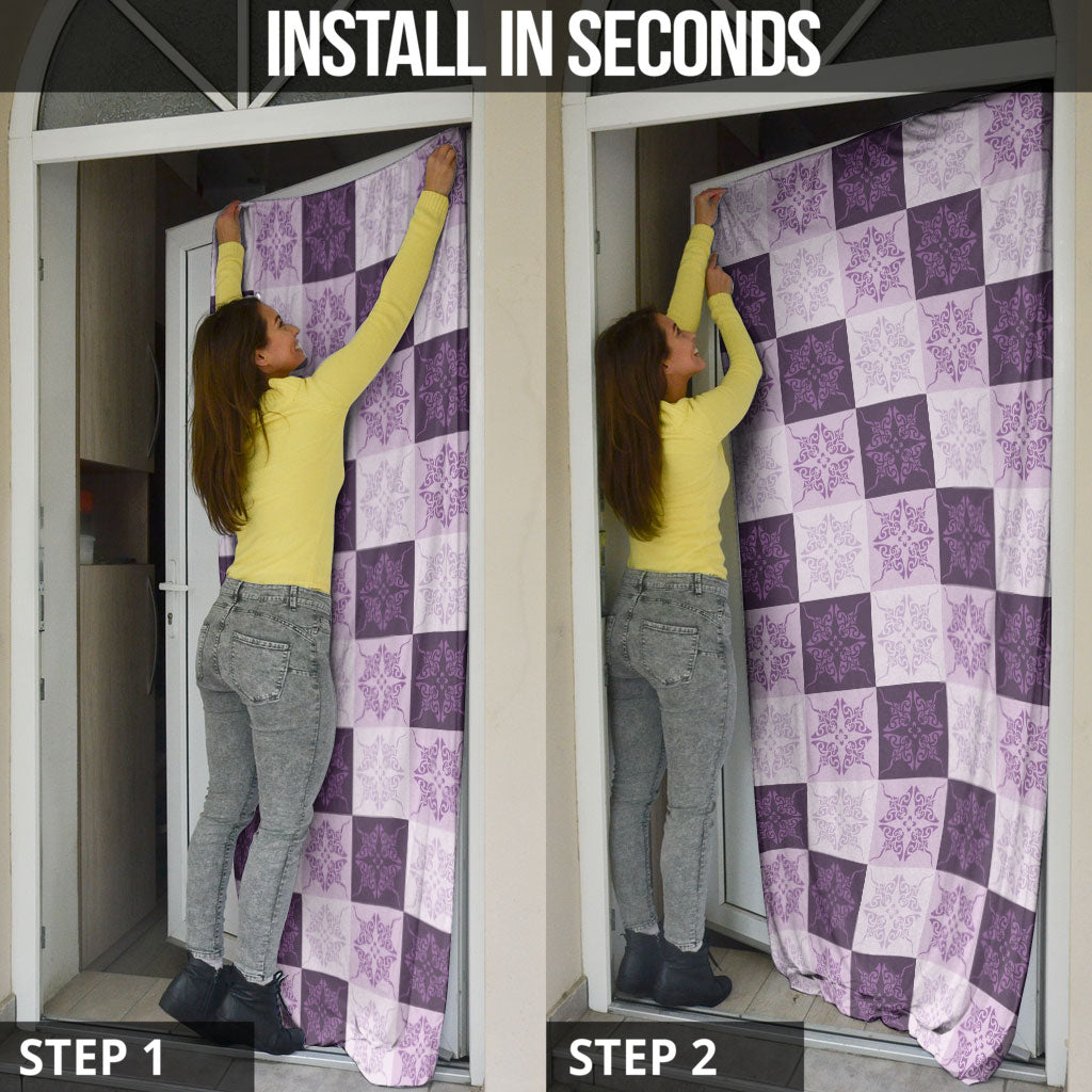 Lavender Manta Ray Hawaiian Quilt Motif Door Cover