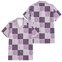 Lavender Manta Ray Hawaiian Quilt Motif Family Matching Mermaid Dress and Hawaiian Shirt