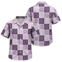 Lavender Manta Ray Hawaiian Quilt Motif Family Matching Puletasi and Hawaiian Shirt