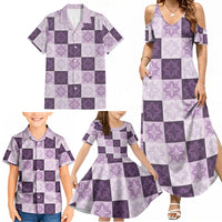 Lavender Manta Ray Hawaiian Quilt Motif Family Matching Summer Maxi Dress and Hawaiian Shirt