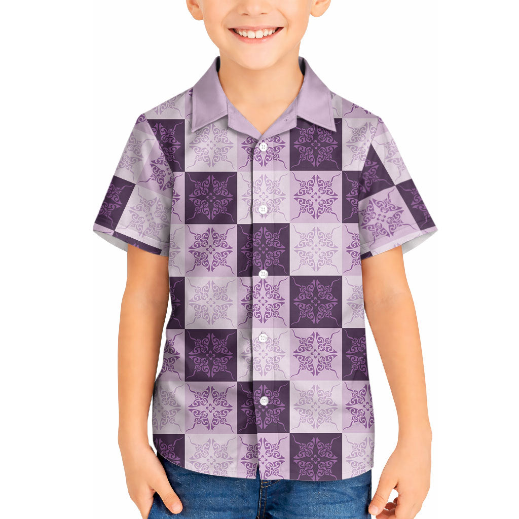 Lavender Manta Ray Hawaiian Quilt Motif Hawaiian Shirt