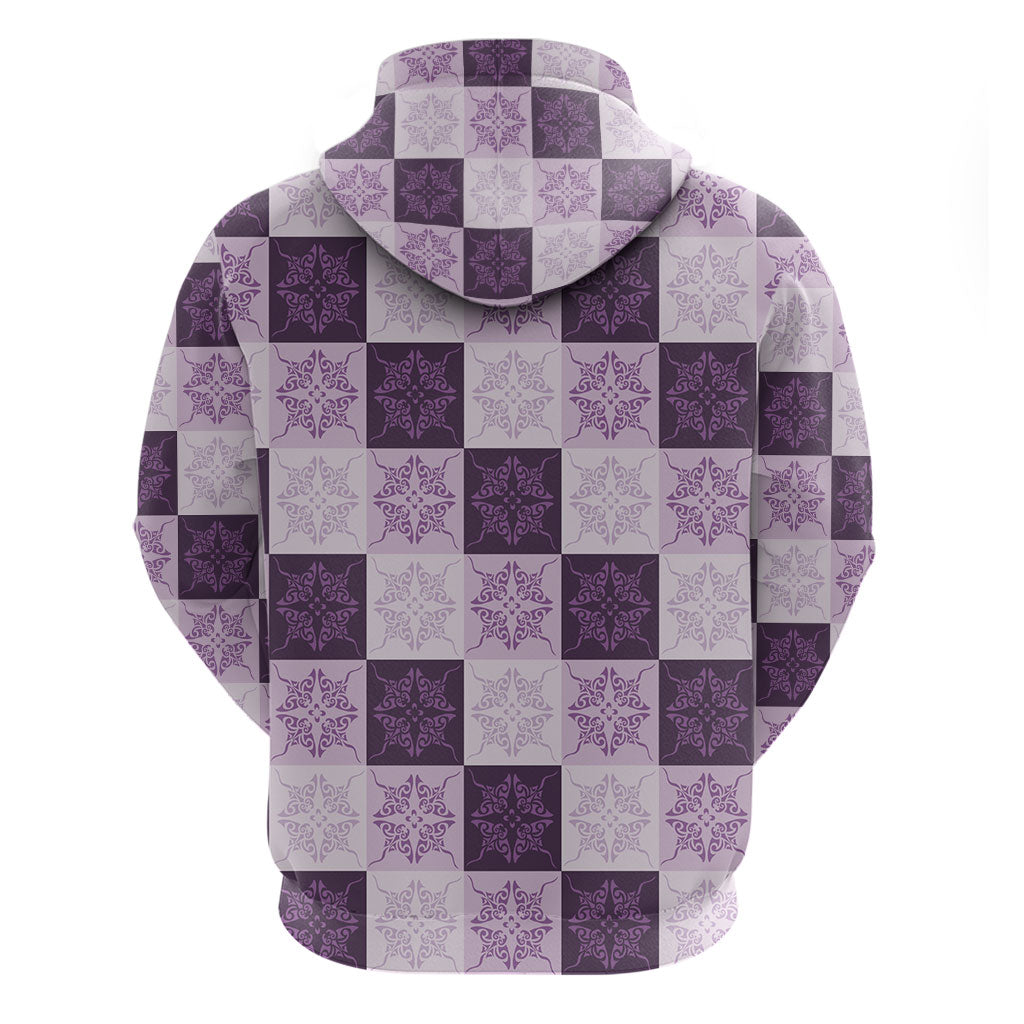 Lavender Manta Ray Hawaiian Quilt Motif Hoodie