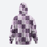 Lavender Manta Ray Hawaiian Quilt Motif Hoodie