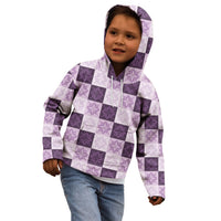 Lavender Manta Ray Hawaiian Quilt Motif Kid Hoodie