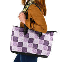 Lavender Manta Ray Hawaiian Quilt Motif Leather Tote Bag