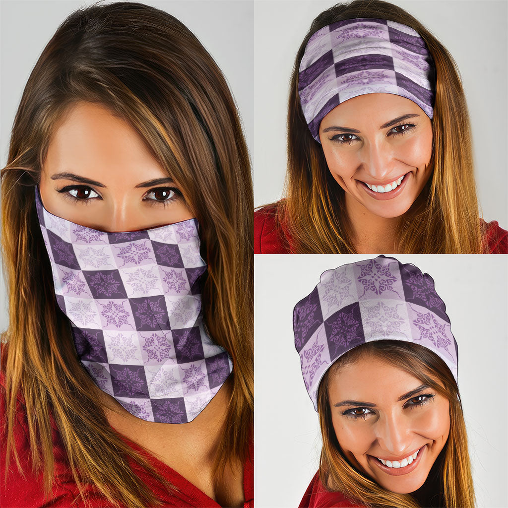 Lavender Manta Ray Hawaiian Quilt Motif Neck Gaiter