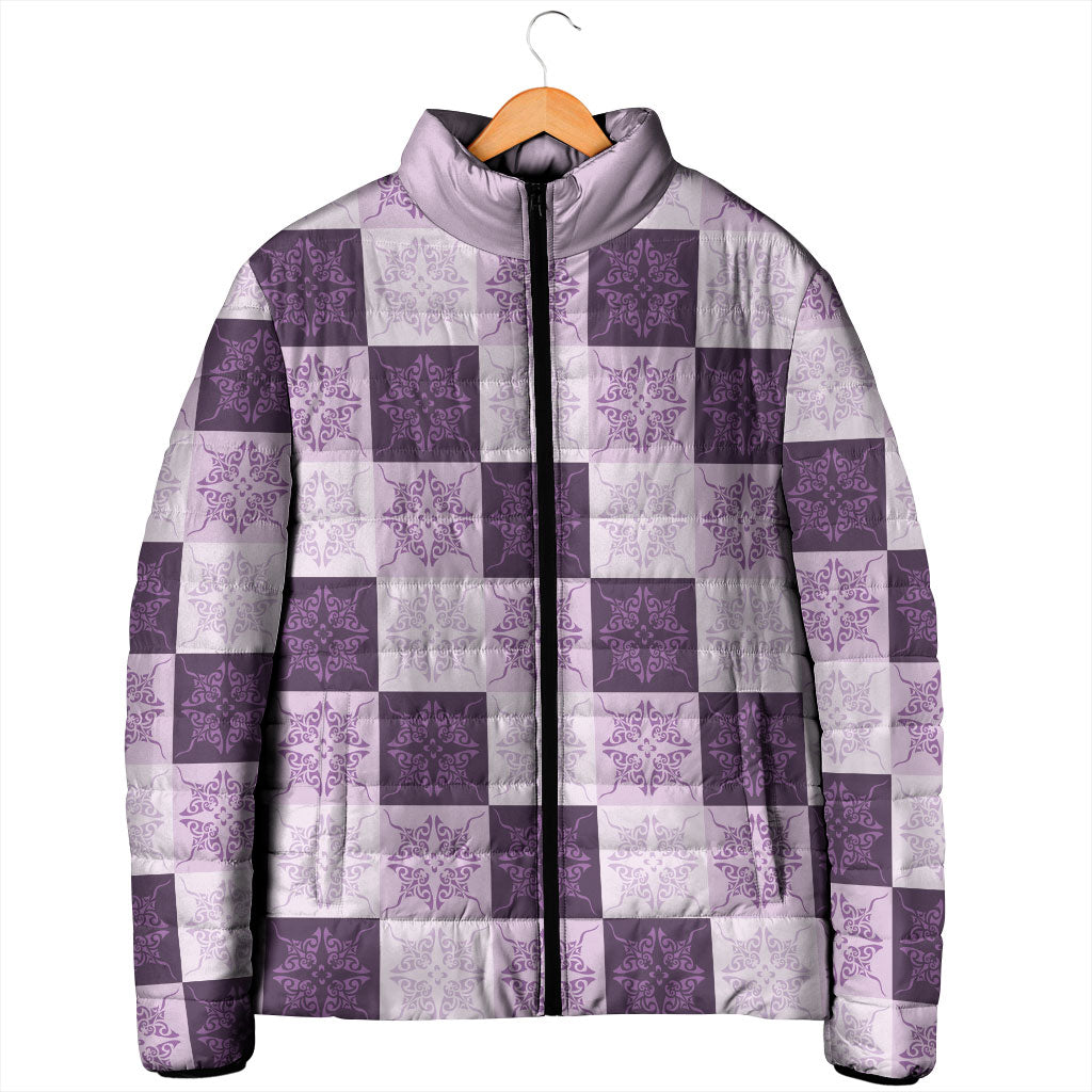 Lavender Manta Ray Hawaiian Quilt Motif Padded Jacket