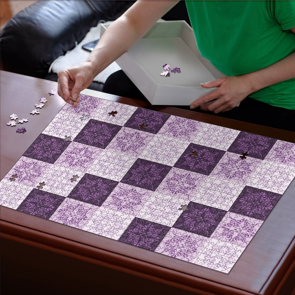 Lavender Manta Ray Hawaiian Quilt Motif Puzzle