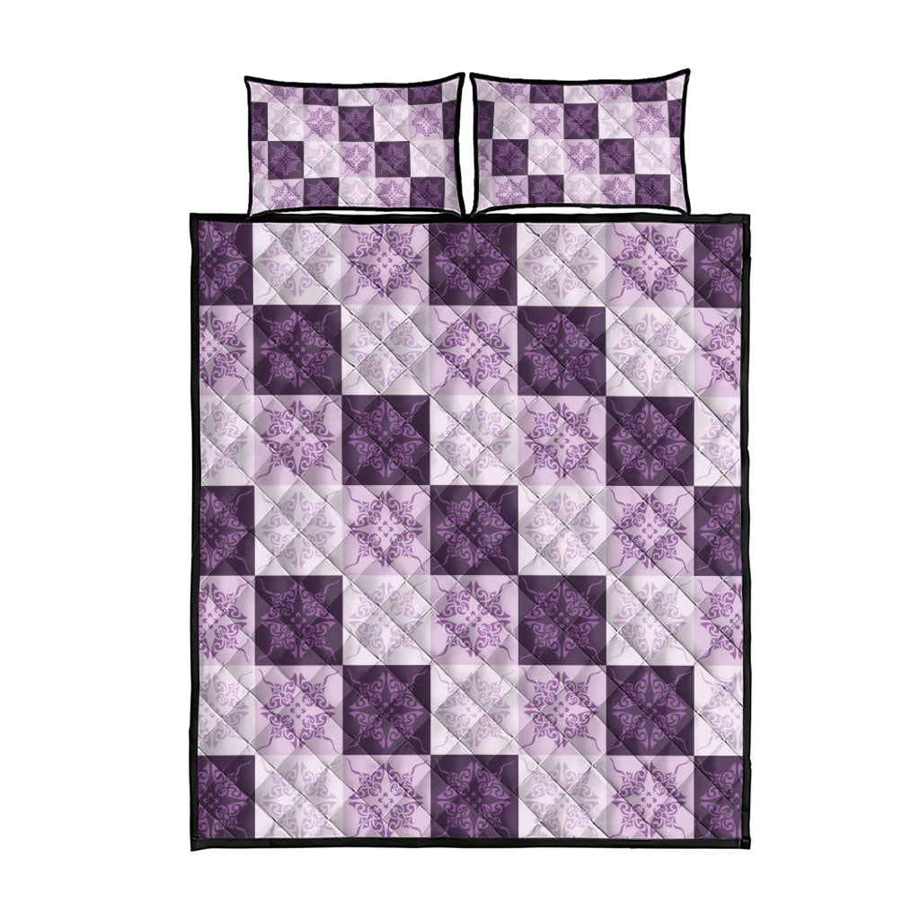 Lavender Manta Ray Hawaiian Quilt Motif Quilt Bed Set
