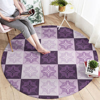 Lavender Manta Ray Hawaiian Quilt Motif Round Carpet