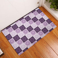 Lavender Manta Ray Hawaiian Quilt Motif Rubber Doormat