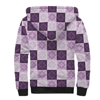 Lavender Manta Ray Hawaiian Quilt Motif Sherpa Hoodie