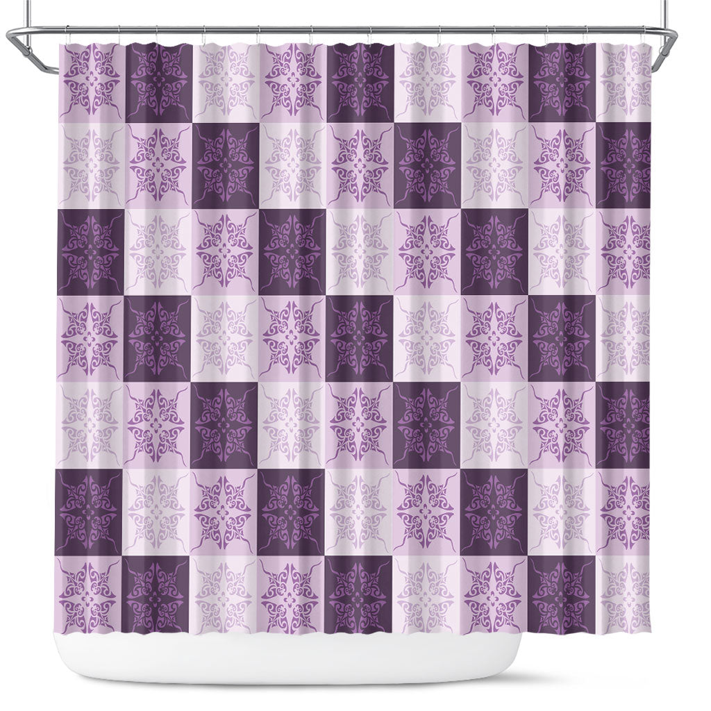 Lavender Manta Ray Hawaiian Quilt Motif Shower Curtain LT05 Purple - Polynesian Pride